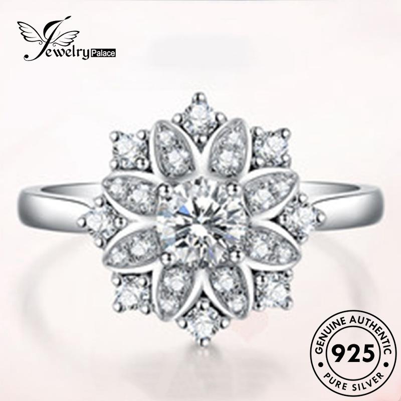 Jewelrypalace Cincin Perak925 Wanita Moissanite Mewah Snowflake Berlian Asli R1085