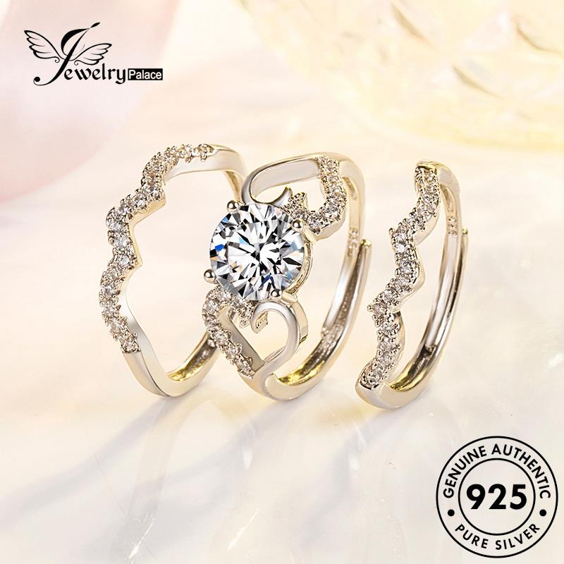 Jewelrypalace Moissanite925 Cakar Empat Emas Asli Perak Mewah Cincin Couple Berlian R1099