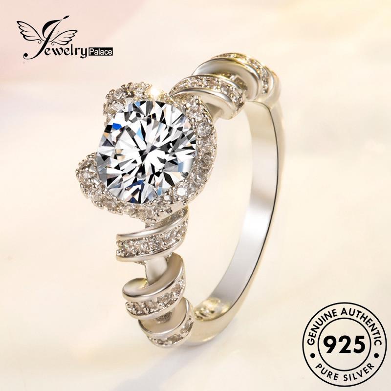 Jewelrypalace Cincin Asli925 Berlian Personal Perak Twist Moissanite Wanita R1112