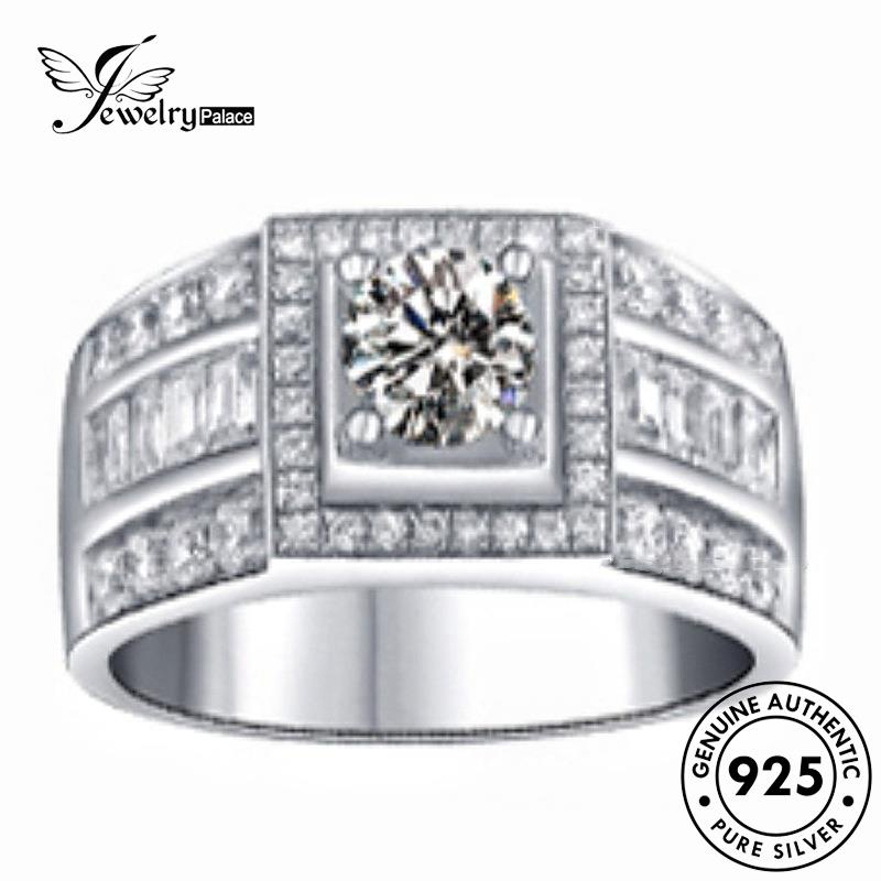 Jewelrypalace 925cincin Berlian Asli Klasik Perak Wanita Moissanite R970