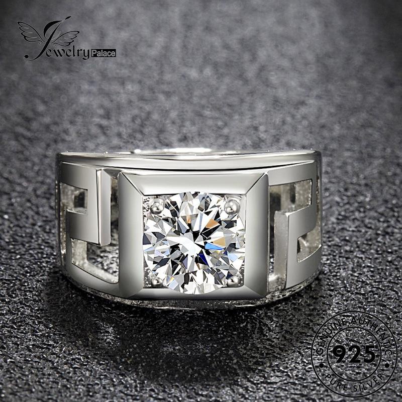 Jewelrypalace Cincin Klasik Perak Asli Moissanite Pria925 Berlian Persegi R992