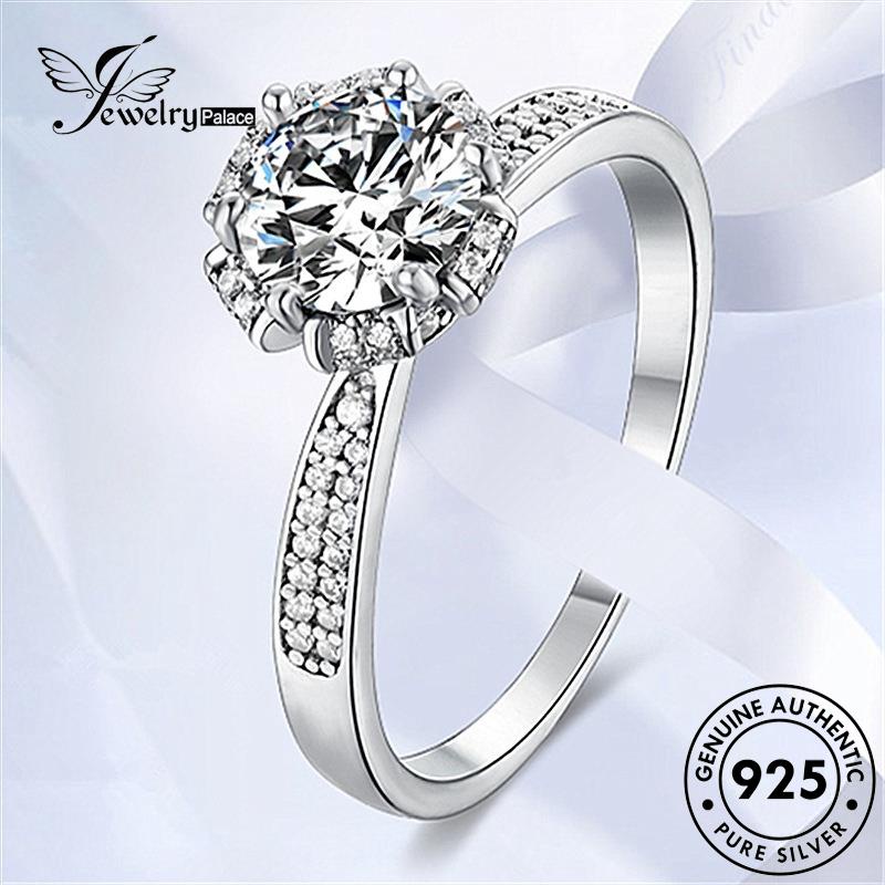 Jewelrypalace Asli Wanita925Bunga Klasik Berlian Perak Moissanite Rings R1163