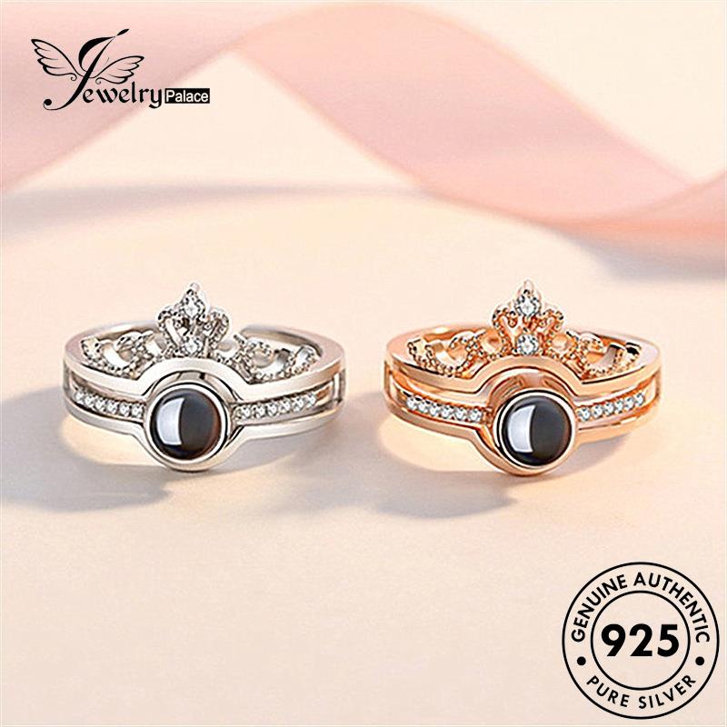 Tempat Perhiasanperhiasan Perak Mahkota925 Wanita Kreatif Moonstone Rings Emas Asli R1178