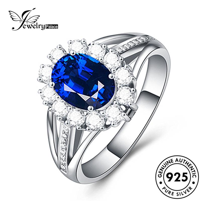 Jewelrypalace Cincin Safir Perak Temperamen Wanita925Bunga Asli R1195