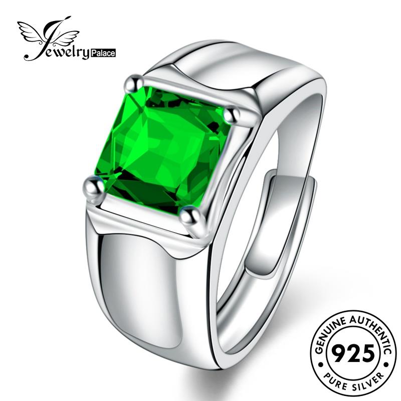 Jewelrypalace Cincin Simple Original Kotak Safir Pria925 Perak R1232