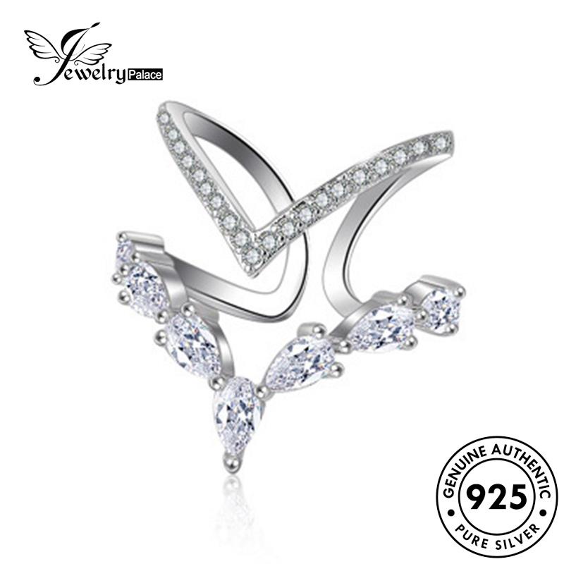 Jewelrypalace 925bentuk Cincin Berlian Moissanite Kepribadian Perak Emas Asli V Wanita R1525