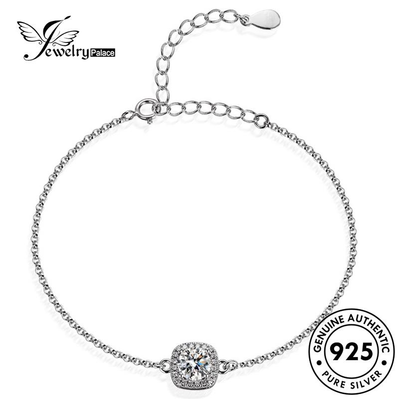 Jewelrypalace Klasik Asli Berlian Perak Moissanite 925gelang Kotak Wanita B11