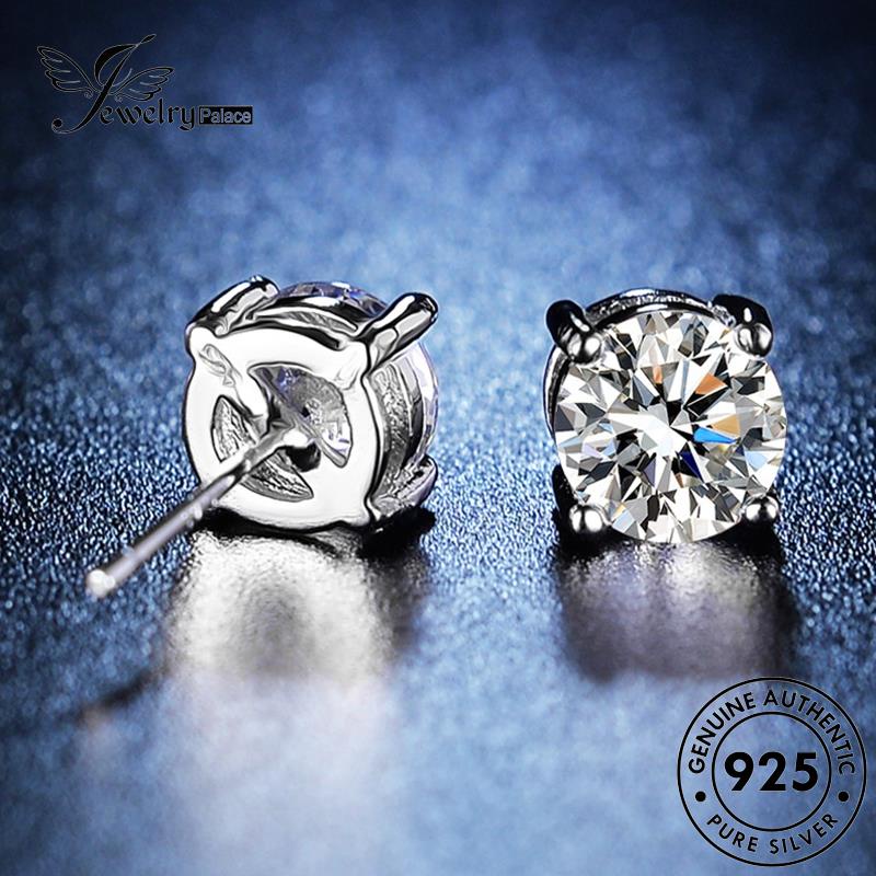 Jewelrypalace Anting Moissanite Bulat Wanita Berlian Silver Stud Asli925 E12