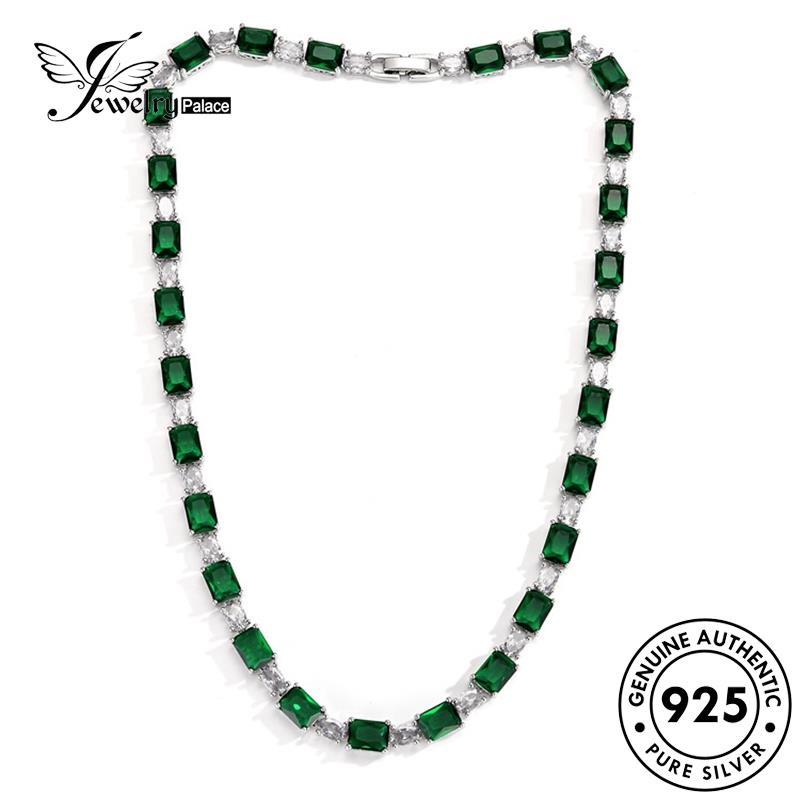 Jewelrypalace Kalung Berlian Wanita Asli Fashion925 Emerald Square Silver N14