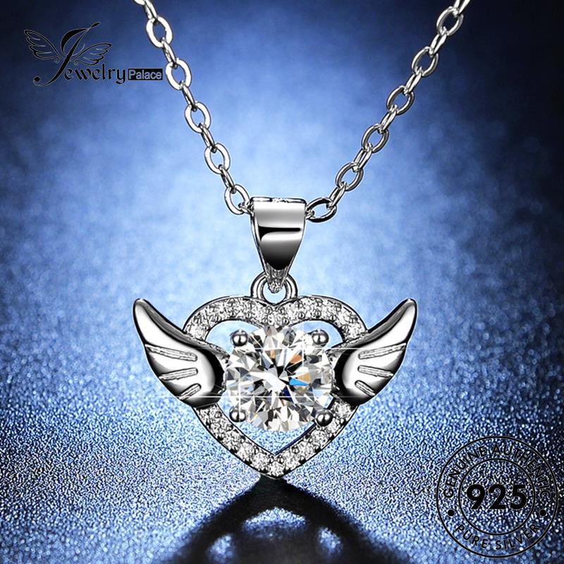 Jewelrypalace Kalung Berlian Wanita925 Perak Asli Simple Moissanite Love N62