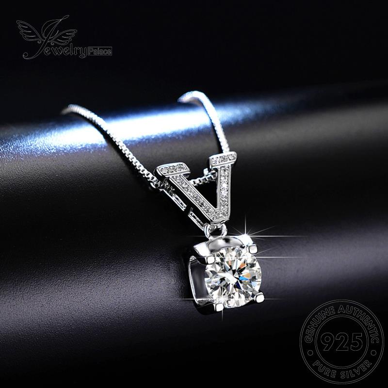 Jewelrypalace V Moissanite Asli Simple Kalung Perak Wanita Berlian925 N111