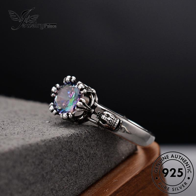 Jewelrypalace Cincin Perak Vintage925 Agate Asli Wanita Mahkota R88