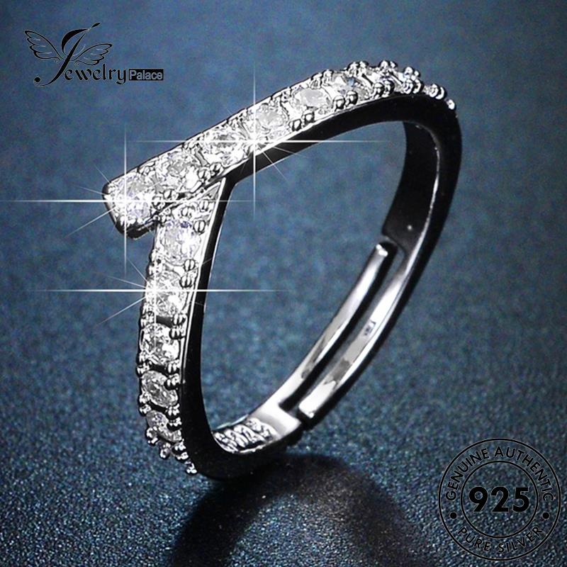 Jewelrypalace Perak Moissanite Wanita Asli925Cincin Kepribadian V Berlian R47