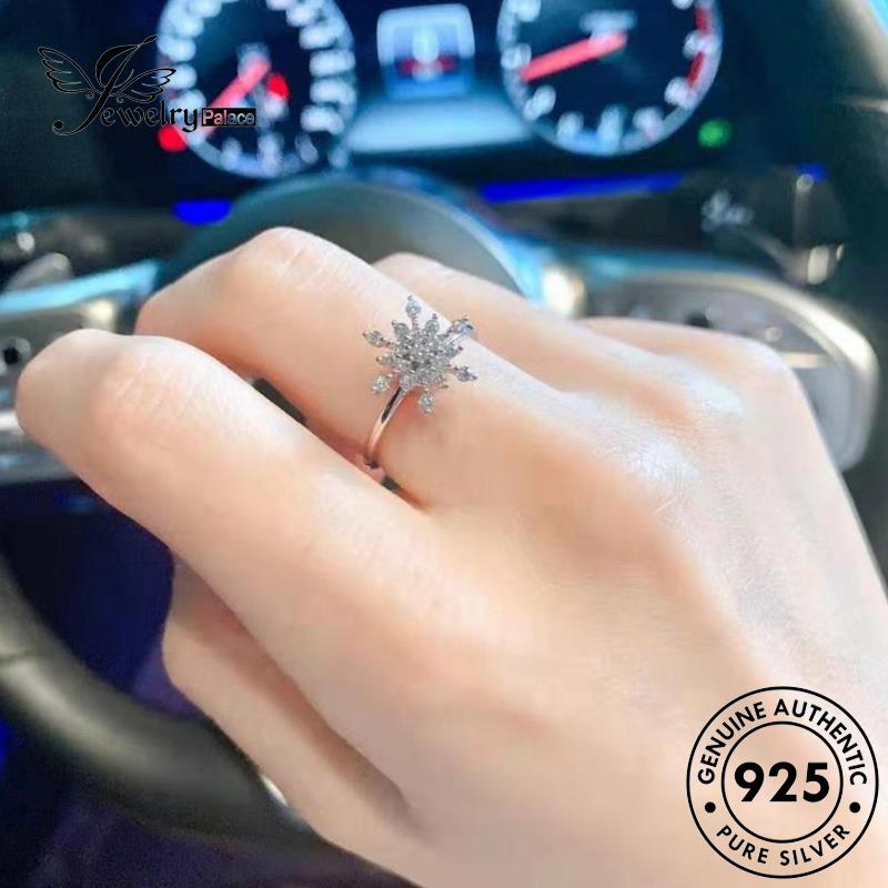 Jewelrypalace Perak Berlian Kepribadian Wanita Asli Moissanite Snowflake925Cincin R129