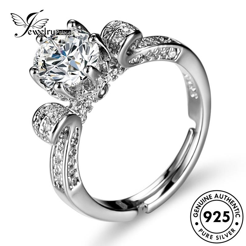 Jewelrypalace Original Cincin Wanita Berlian925 Moissanite Perak Klasik Bunga R145