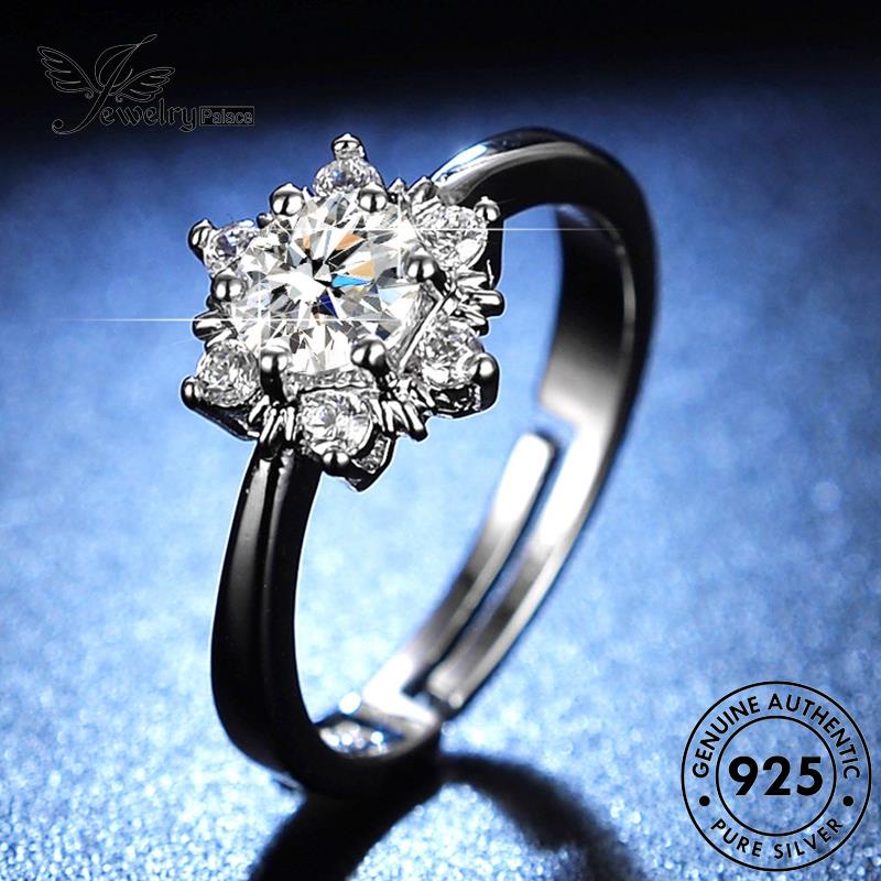 Jewelrypalace Perak Asli925 Cincin Kepribadian Snowflake Wanita Moissanite Berlian R170