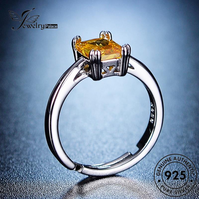 Jewelrypalace 925 Cincin Wanita Perak Asli Citrine Personality Square R161