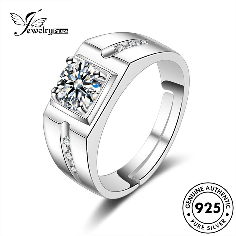 Jewelrypalace Cincin Halus925 Asli Pria Moissanite Perak Berlian R383