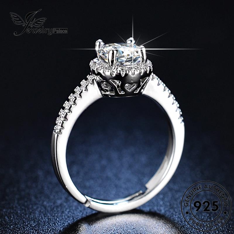 Jewelrypalace Berlian Wanita Moissanite Cincin Bulat925 Kepribadian Perak Asli R408