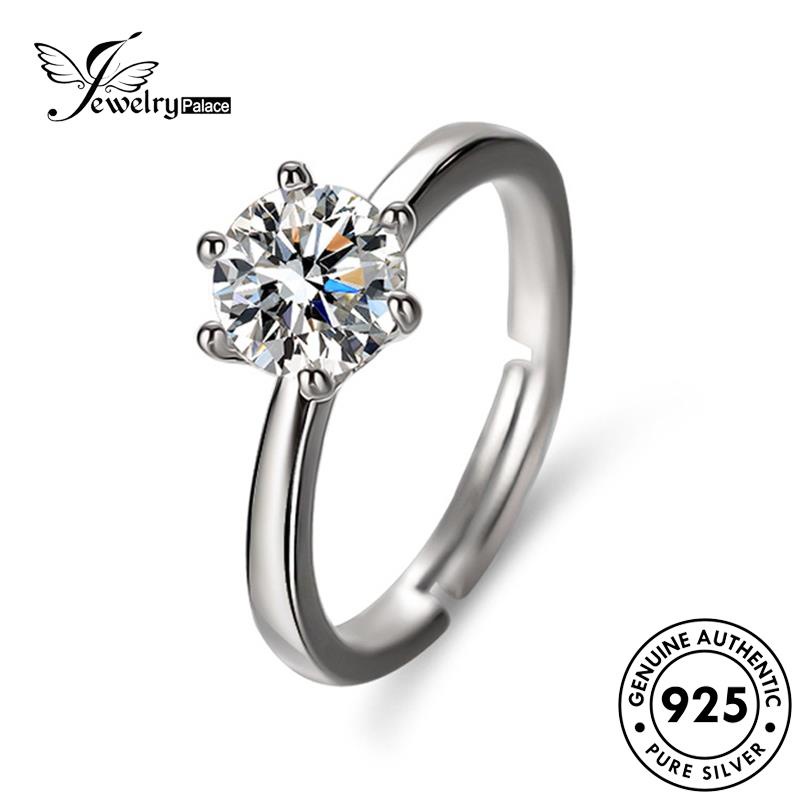 Jewelrypalace Cincin Moissanite Berlian Wanita Cakar Enam925 Perak Asli Simple R411