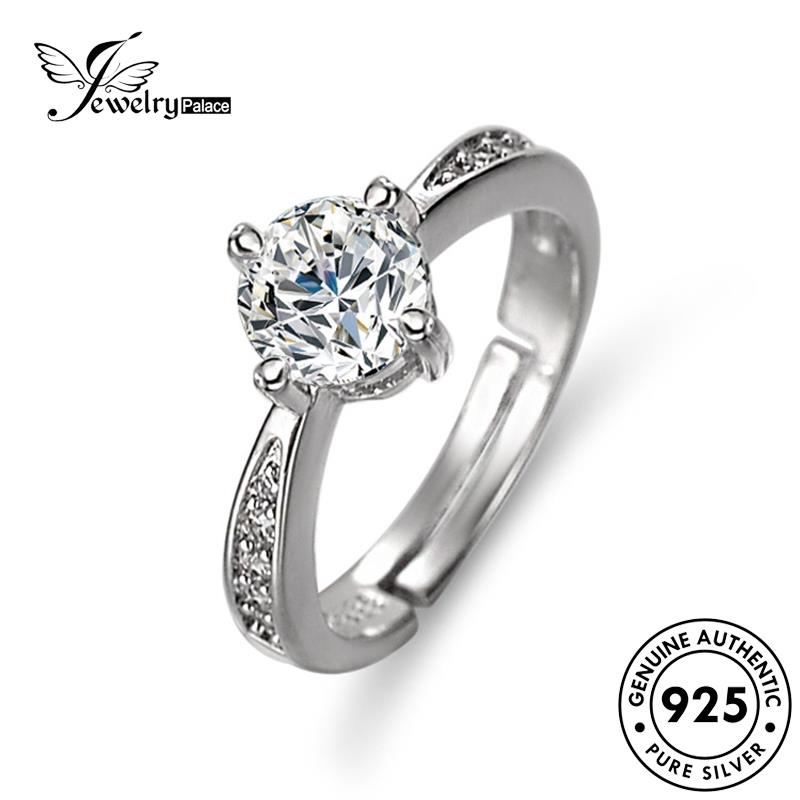 Jewelrypalace Asli Simple Wanita Perak Moissanite Rings Four-Claw925 Berlian Cinta R420