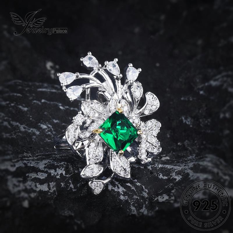 JEWELRYPALACE Perhiasan Kawin Princess Aksesori Nikah Silver Murni Sterling Wanita 925 Asli Cincin Emerald korea Original Silver Perak R2577