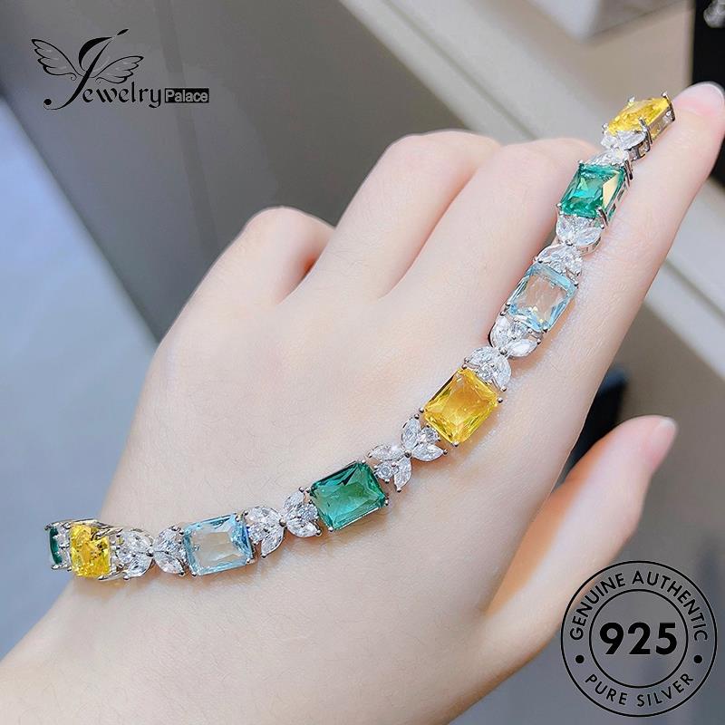 Jewelrypalace Cube Sugar Gelang Wanita Ringan Asli925 Perak Citrine Mewah B604