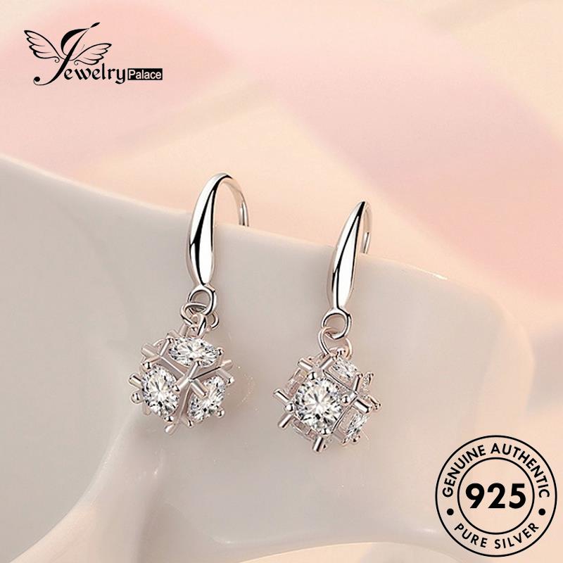 Jewelrypalace Anting Kait Magic Perak Kubus Moissanite Berlian Emas Asli925 Wanita E728