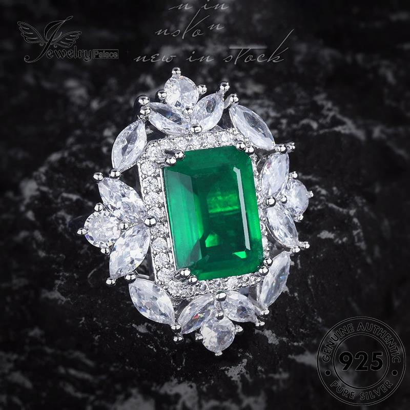 Tempat Perhiasan Wanita925 Kalung Set Persegi Asli Perak Emerald S631