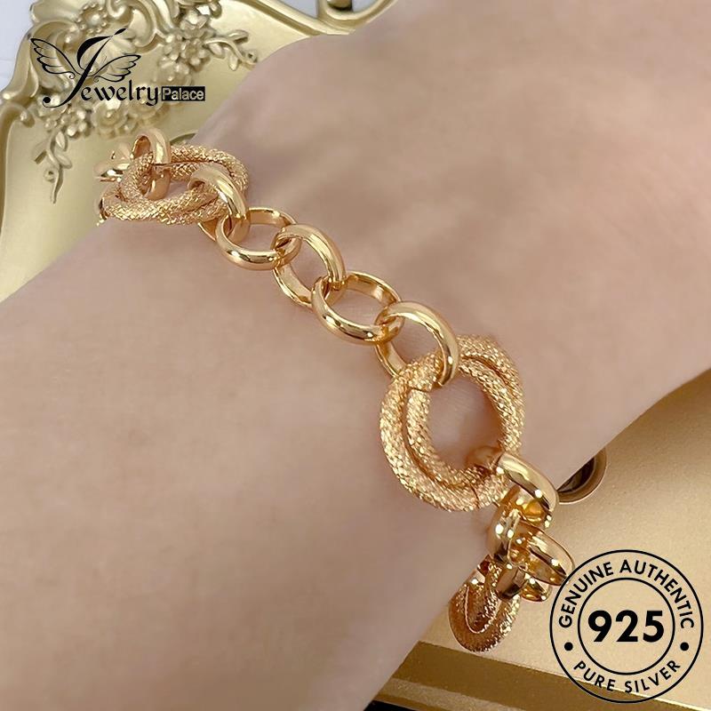 Jewelrypalace925 Wanita Perak Emas Asli Fashion Gelang Cincin B660