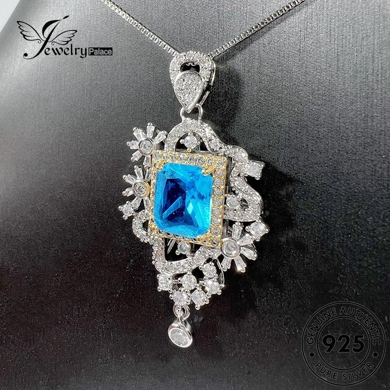 Jewelrypalace Asli Wanita925 Kalung Berlian Mewah Safir Perak N1085