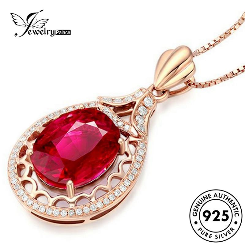 Jewelrypalace Fashionable Wanita Bentuk Kalung Asli925 Perak Ruby Telur N1122