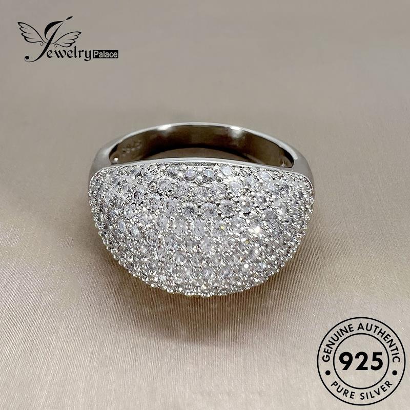 Jewelrypalace Cincin Perak Mewah Moissanite Wanita925 Emas Berlian Bulat Asli R1726