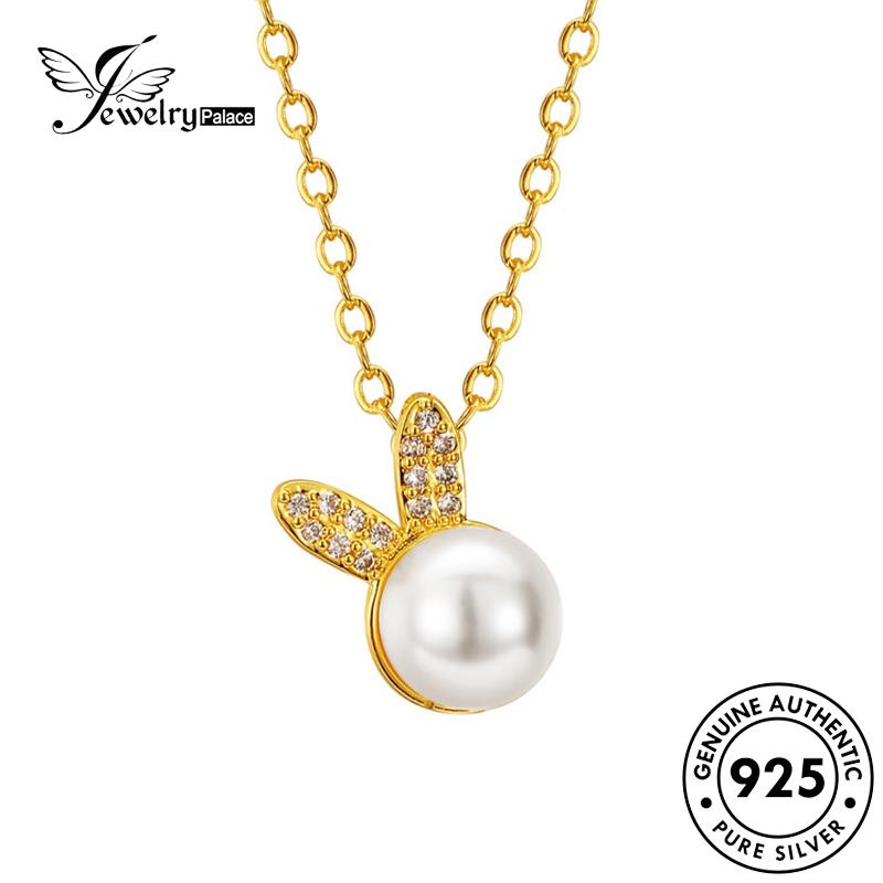 Jewelrypalace Kalung Lucu Perak925 Wanita Gold Mutiara Kelinci Asli N113