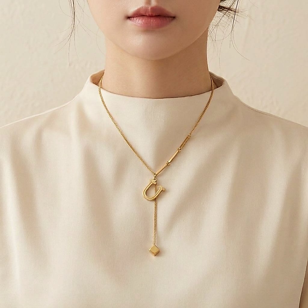 Kalung Titanium Liontin Huruf G Inisial Nama  Aksesoris Fashion Awandini Jawlery