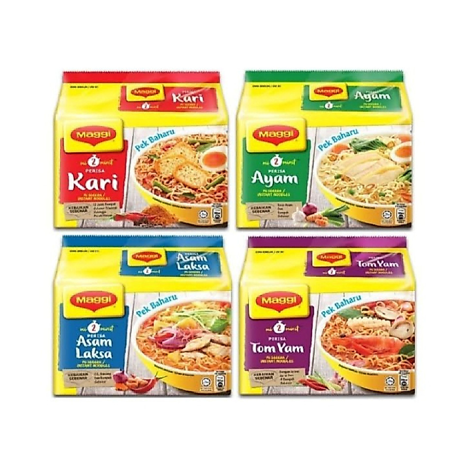 Maggi Mie Instant Ayam / Tomyam / Kari / Asam Laksa Mie Instan Malaysia Maggi