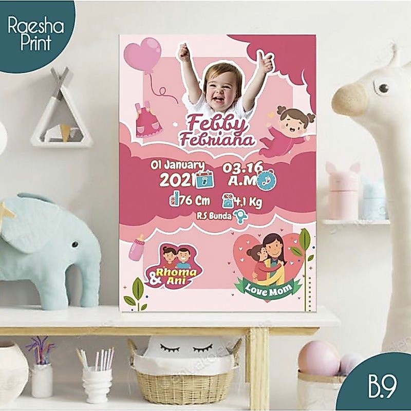 FRame Biodata bayi Cetak + BIngkai 17 r (30*40)
