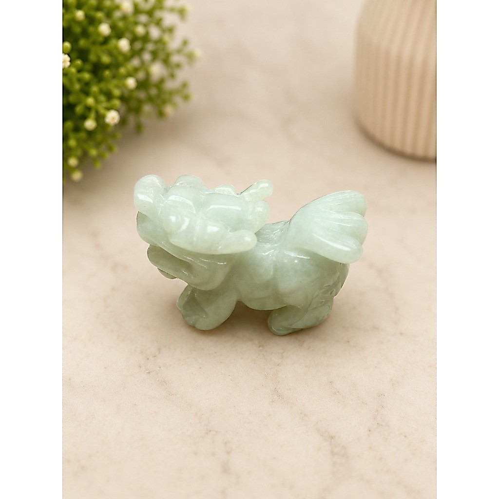 Liontin / Pajangan Mini Giok Jadeite Jade (1055) Ukir QILIN / Kirin mini 100% Natural Jade