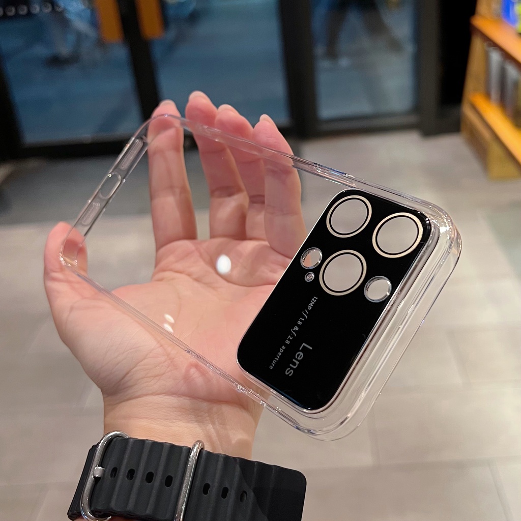 IPHONE Casing Ponsel Transparan Plating High end Baru Untuk Iphone14 13 12 Pro Max Dengan Perlindungan Film Lensa shockproof Case Cover