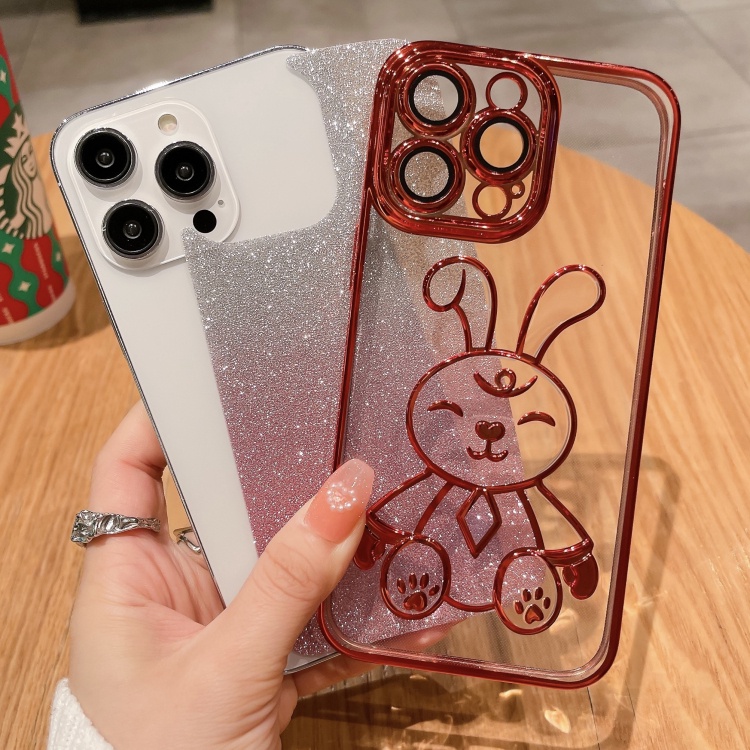 Casing Ponsel Transparan Glitter Baru Untuk Iphone14 13 12 11 Pro Max Mewah 6D Plating Casing iPhone Soft Case