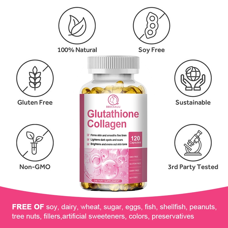 BBEEAAUU Kapsul Kolagen Glutathione Pemutih Kulit Anti Penuaan Kapsul Kolagen Bercahaya Suplemen Kec