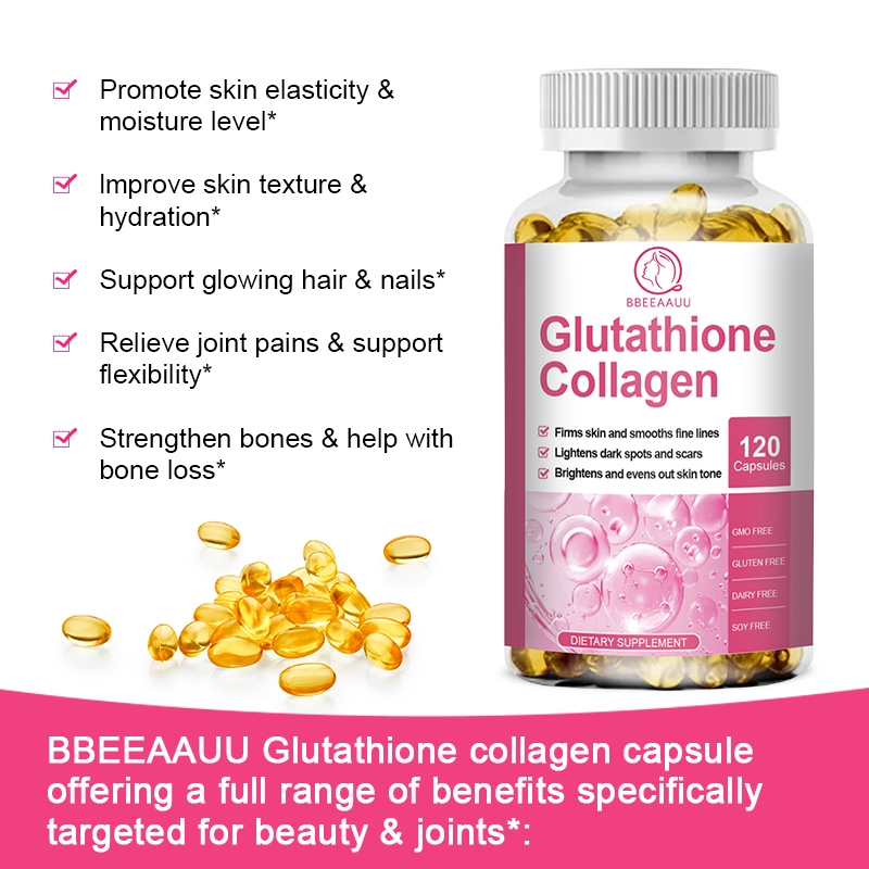 BBEEAAUU Glutathione Collagen Capsules Whitening Skin Anti Aging Collagen Glow Capsule Beauty Supple