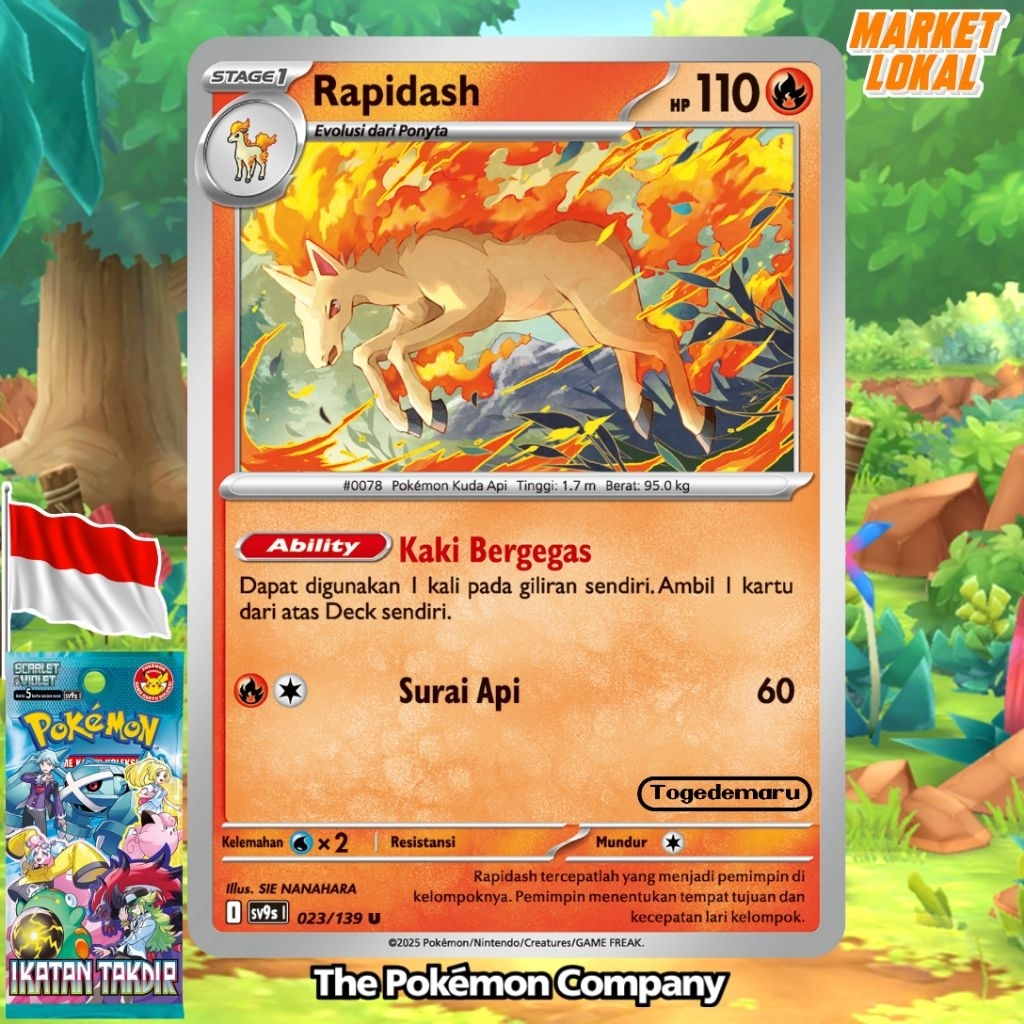 Kartu Pokemon TCG Indonesia Rapidash Sv9s 023/139 U