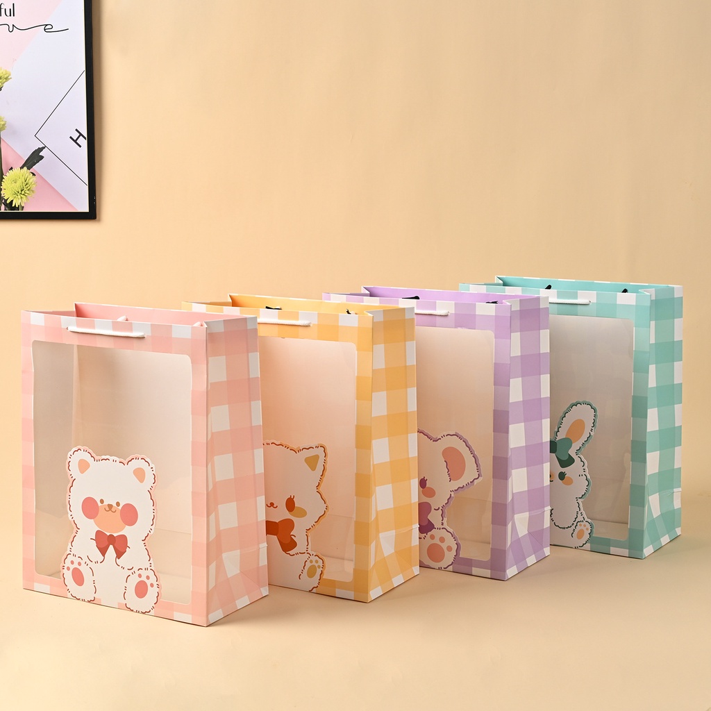 TAS KADO AESTHETIC / PAPER BAG MOOTIF KARTUN JEPANG BUNNY BEAR/ GOODIEBAG AESTHETIC