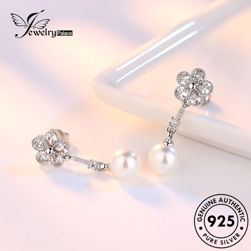 Jewelrypalace Wanita Asli929Mutiara Perhiasan Anting Stud Rumbai Perak Fashion M035