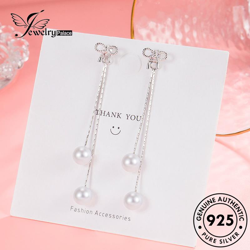 Jewelrypalace Wanita Asli929Mutiara Perhiasan Anting Stud Rumbai Perak Fashion M035