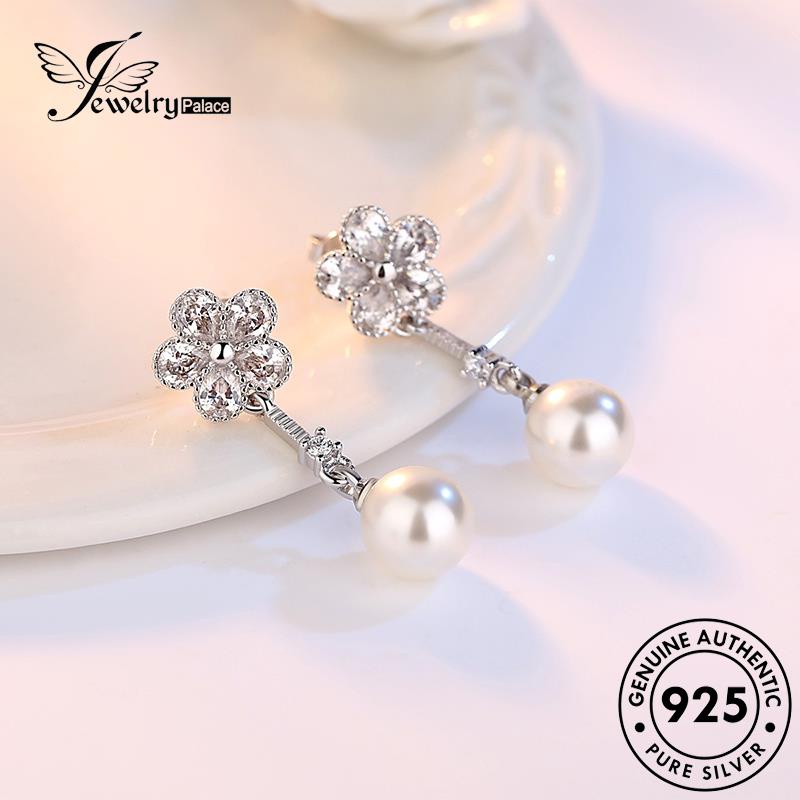 Jewelrypalace Wanita Asli929Mutiara Perhiasan Anting Stud Rumbai Perak Fashion M035