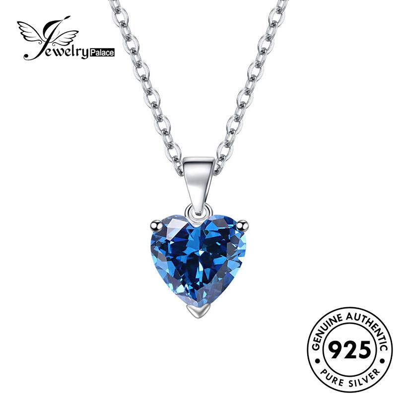 Jewelrypalace Kalung Perak Citrine Love Safir Moissanite Asli Ruby Emerald Berlian Perhiasan930Hati Wanita M036
