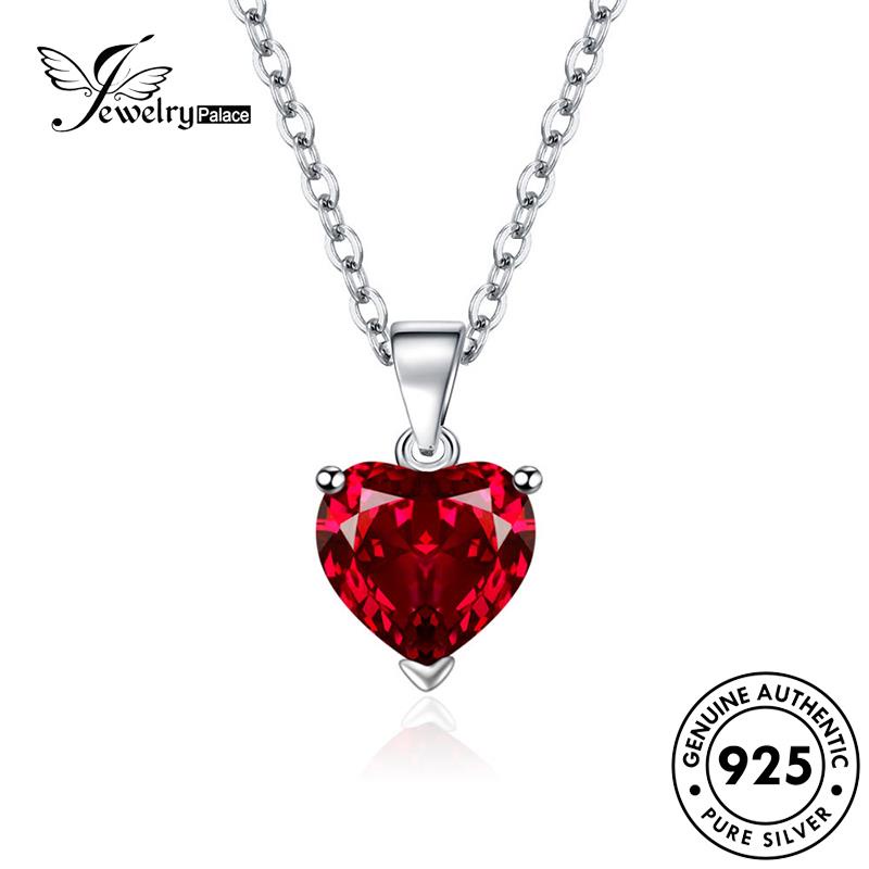 Jewelrypalace Kalung Perak Citrine Love Safir Moissanite Asli Ruby Emerald Berlian Perhiasan930Hati Wanita M036