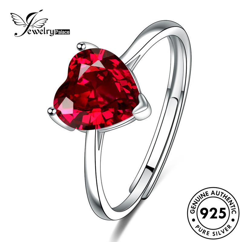 Jewelrypalace Perak Asli931Wanita Cincin Hati Safir Perhiasan Ruby Moissanite Berlian Love Emerald Citrine M037